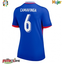 Camiseta Francia Eduardo Camavinga #6 Primera Equipación para mujer Eurocopa 2024 manga corta